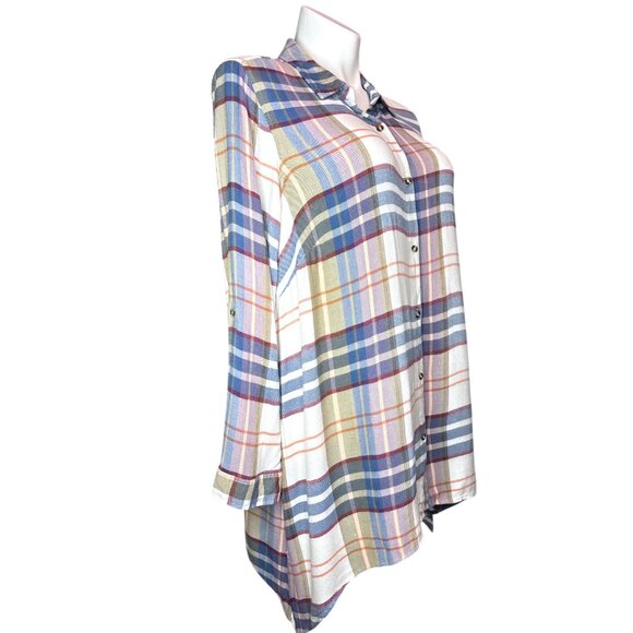 Westbound Plus Size 2X Plaid Button Down Shirt Rayon Long Sleeve Tunic Top Comfy - Picture 9 of 12